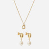 Melted Perlehalskæde + Melted Drop Perleøreringe 18K Guldbelagt