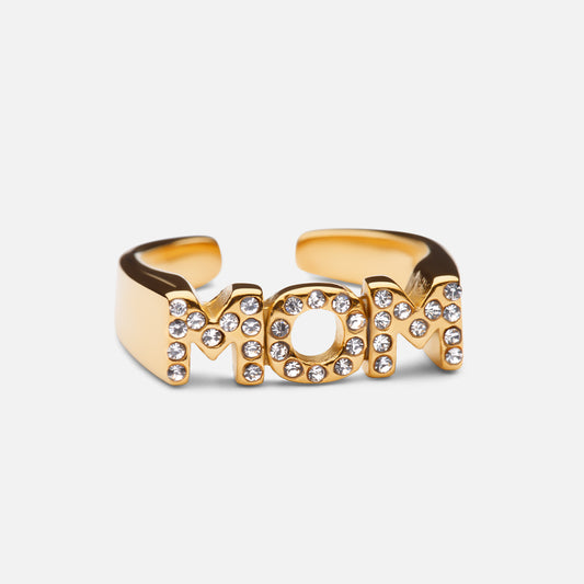 Mom Zirkon Ring Justerbar 18K Guldbelagt