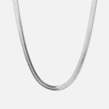 Flad Snake Halskæde Sølv 4mm - Josephine Nord