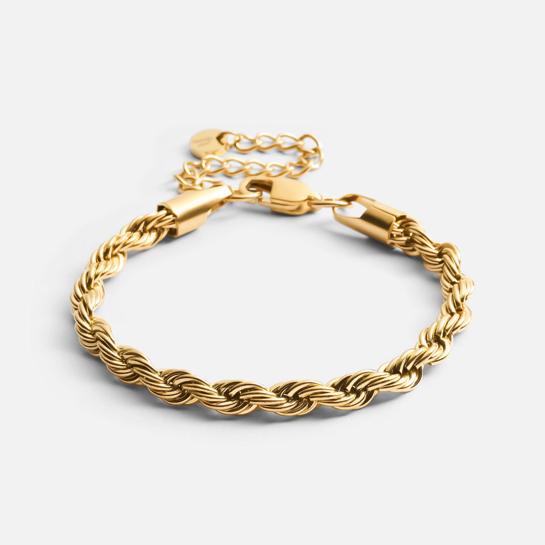 Twisted Rope armbånd 18k guldbelagt 5mm - Josephine Nord