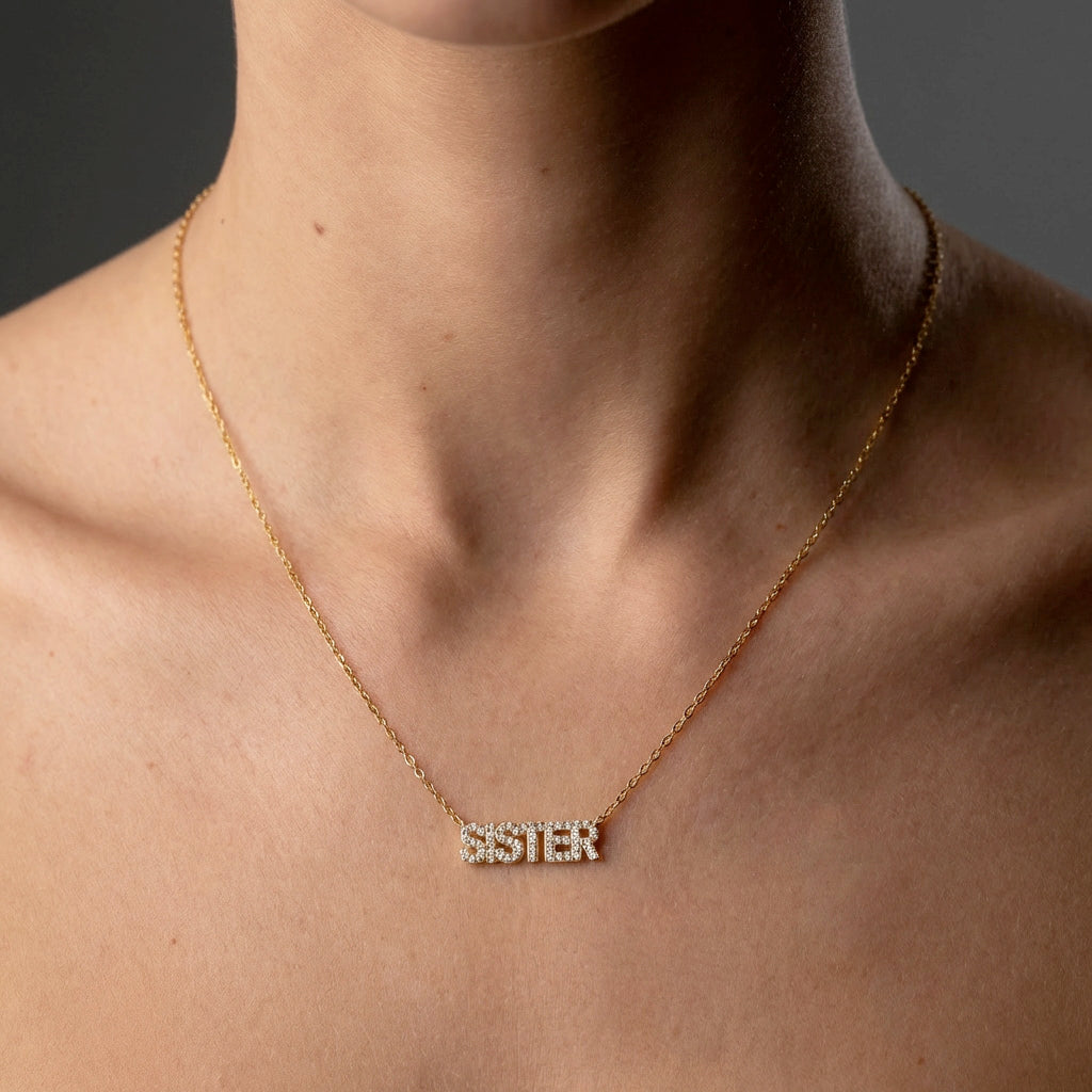SISTER Zirkon Halskæde 18K Guldbelagt