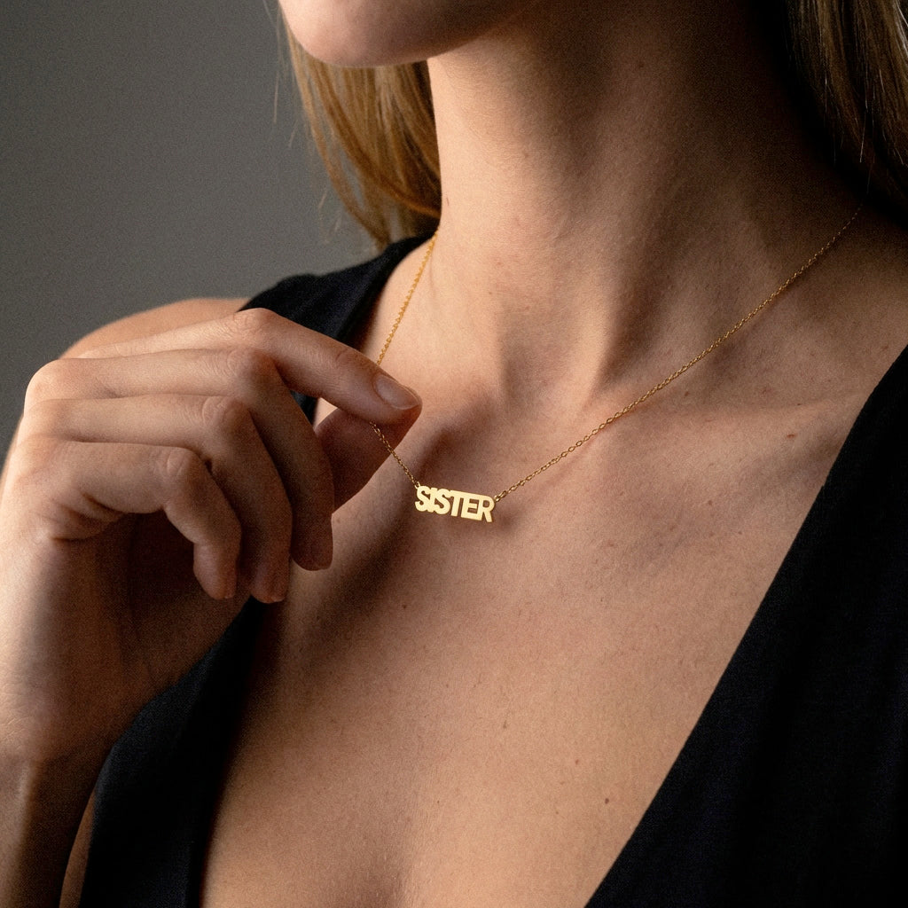 SISTER Halskæde & SIS Ring 18K Guldbelagt