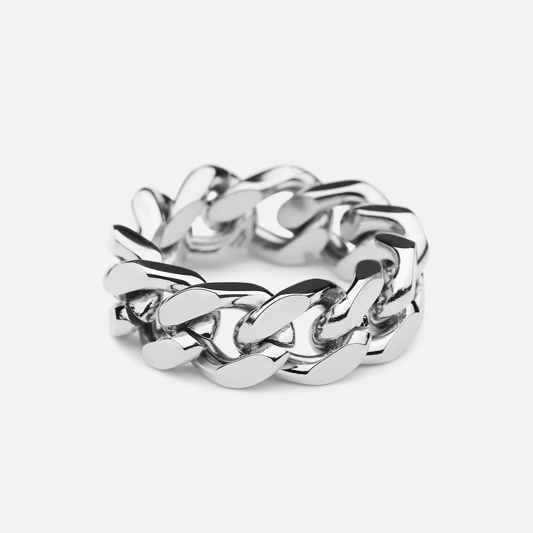 Chunky Panser Facet Ring Sølv - Josephine Nord