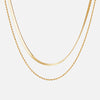 Twisted Rope + Flad Snake Halskæde 18K Guldbelagt