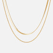 Twisted Rope + Flad Snake Halskæde 18K Guldbelagt