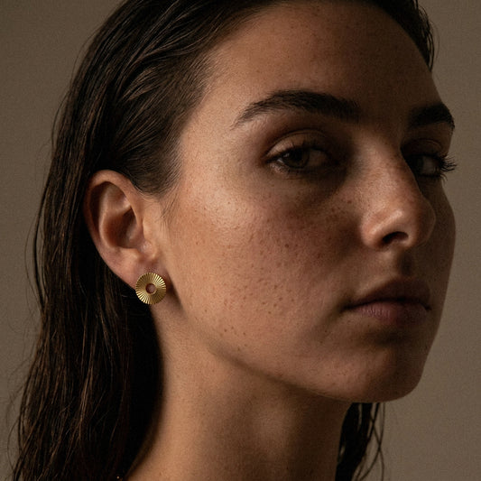 Sunset Cirlce Studs Øreringe 18K Guldbelagt