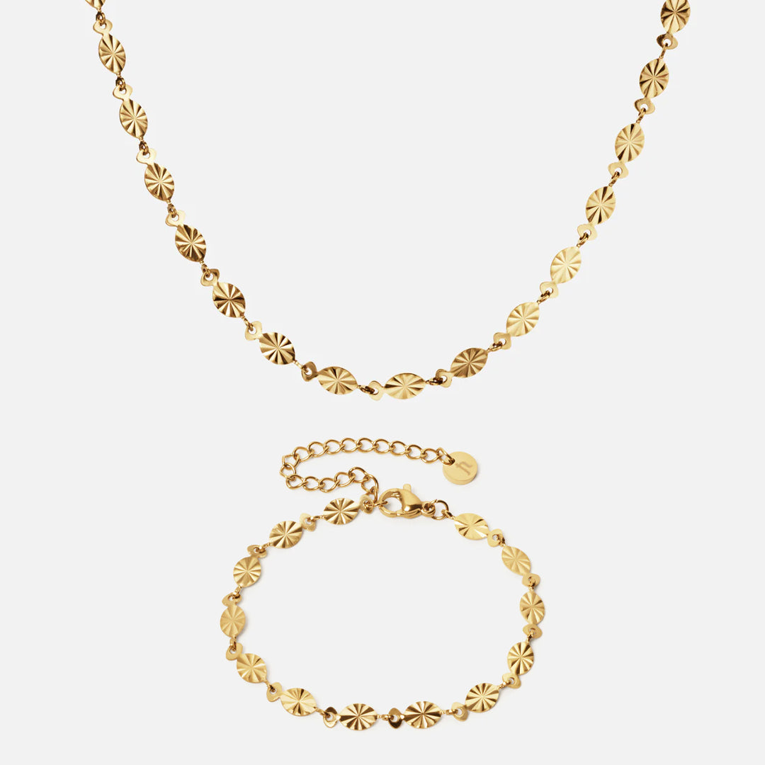 Sunset Halskæde + Armbånd 18K Guldbelagt