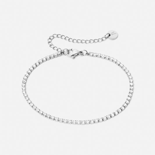 Tennis Zirkon Armbånd Sølvfarvet