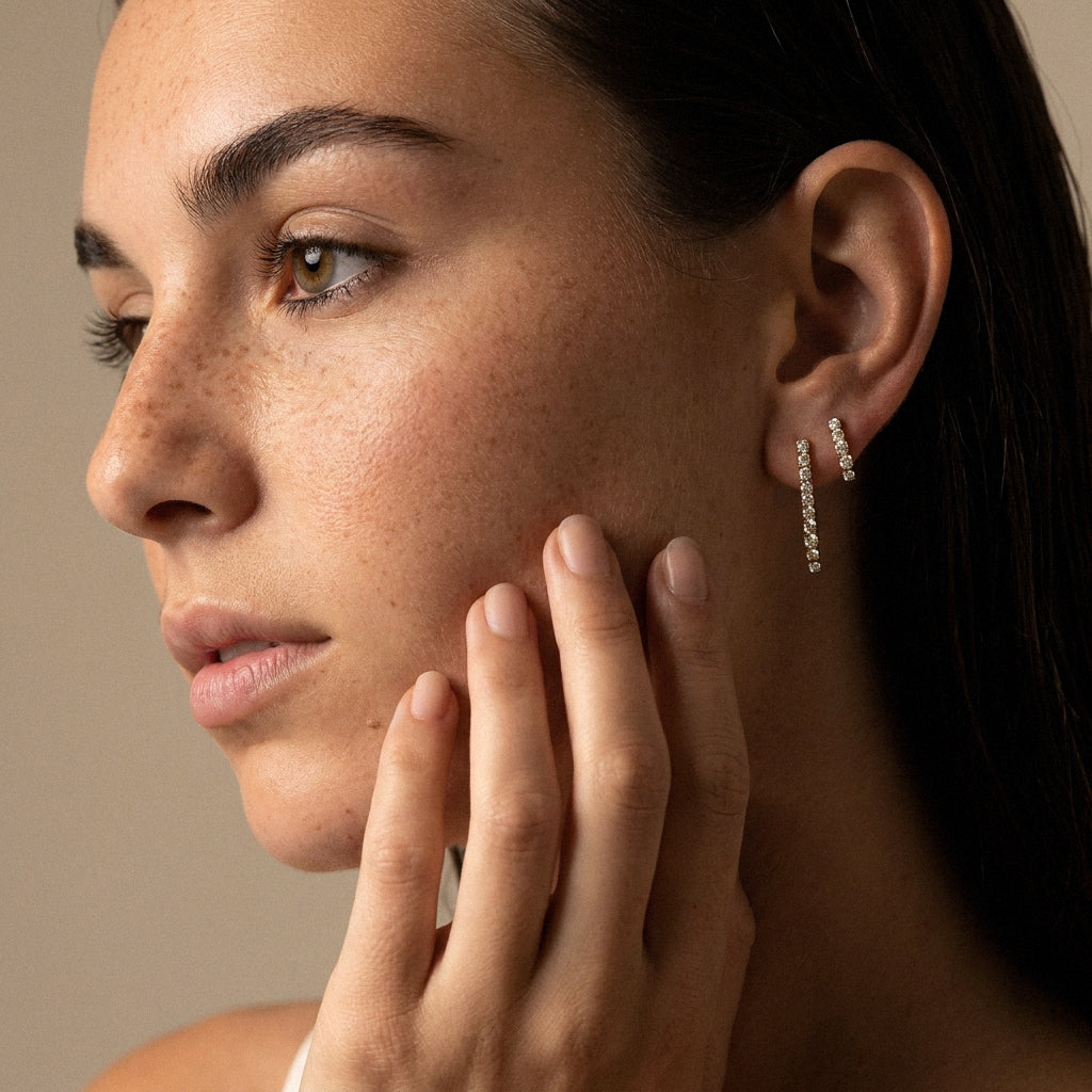 Tennis Zirkon Øreringe 18K Guldbelagt 12mm
