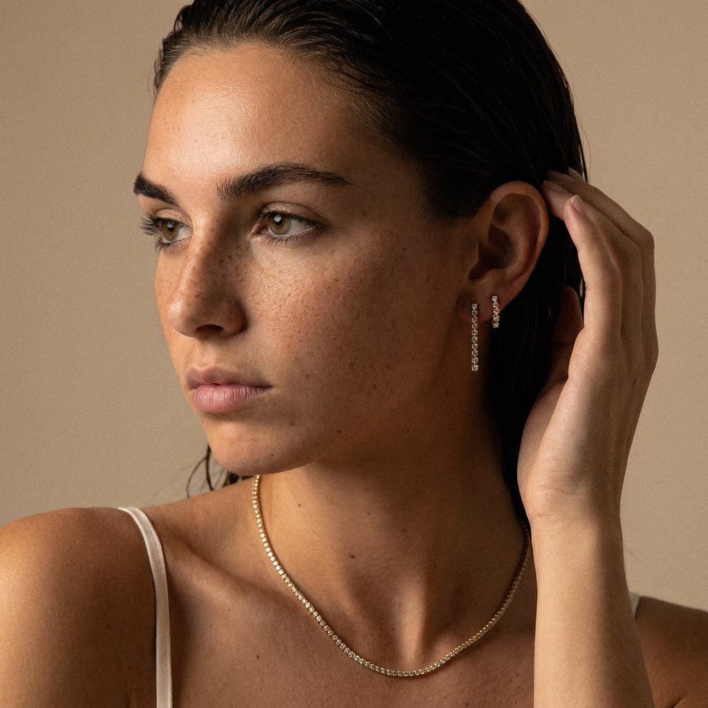 Tennis Zirkon Øreringe 18K Guldbelagt 12mm