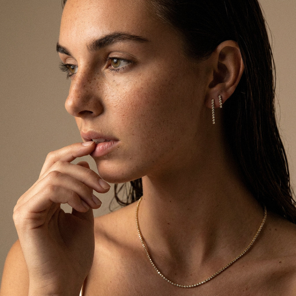 Tennis Zirkon Øreringe 18K Guldbelagt 12mm
