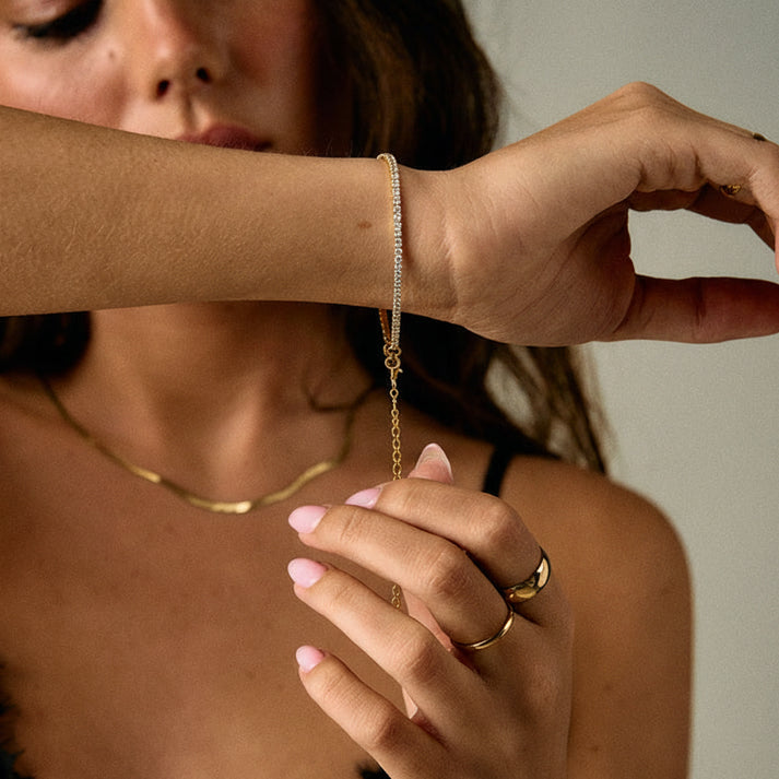 Tennisarmbånd Zirkon 18K Guldbelagt