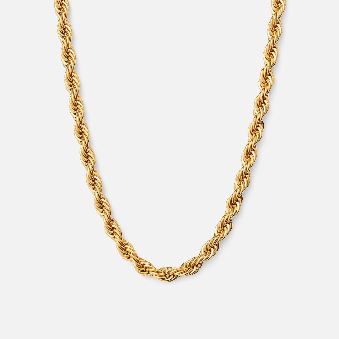 Twisted Rope halskæde 18K guldbelagt 4mm - Josephine Nord