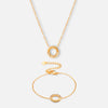 Twisted White Zirkon Halskæde + Armbånd 18K Guldbelagt