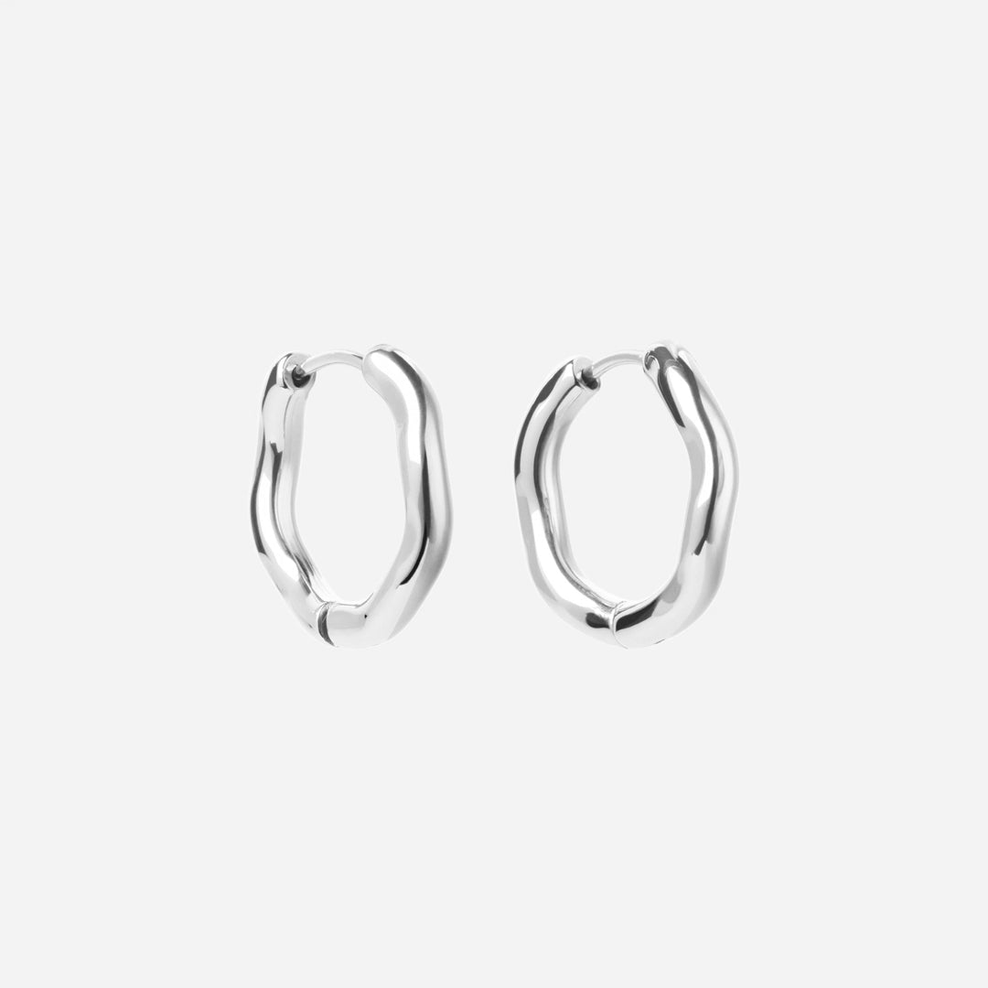Wavy Hoops Sølvfarvet 20mm