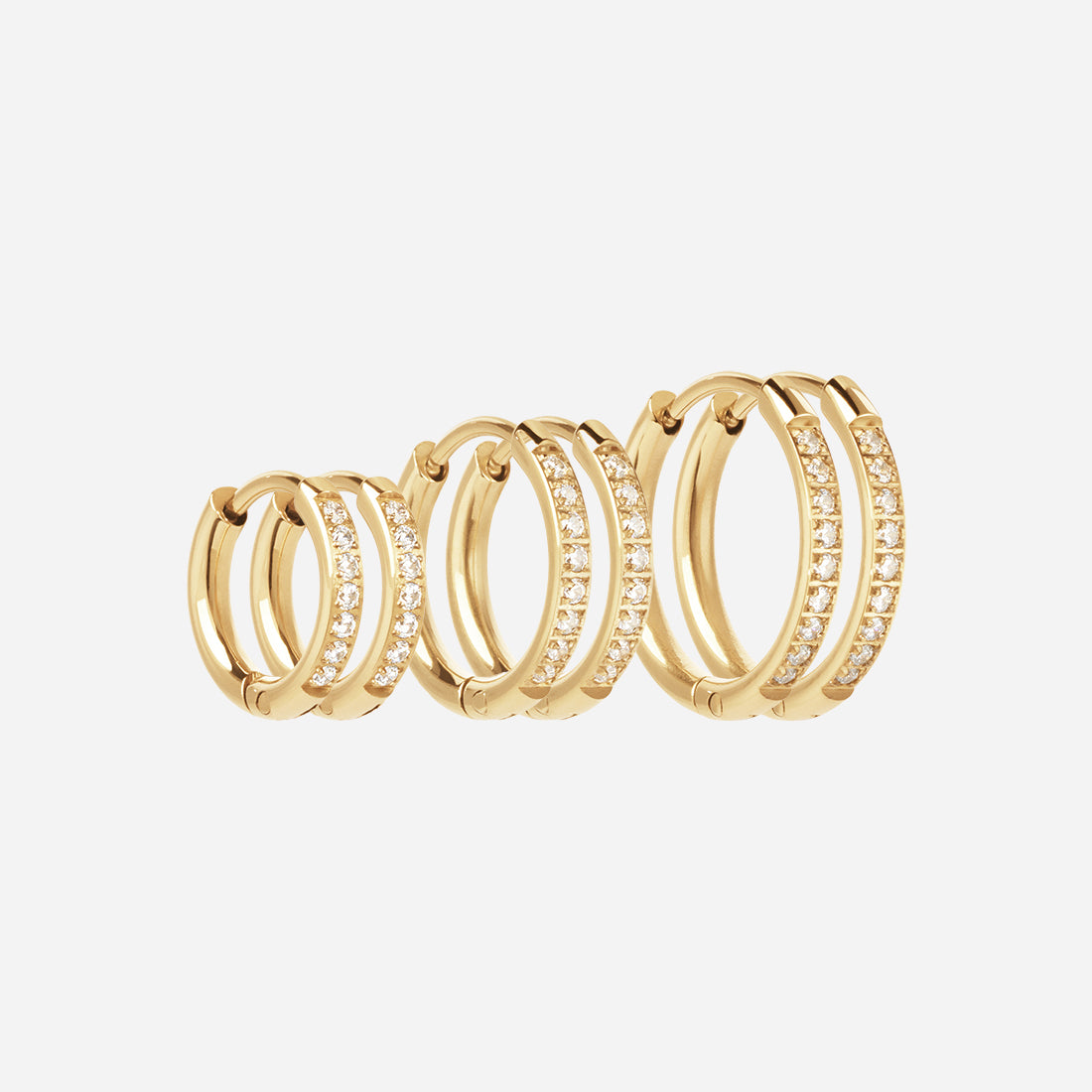 Zircon Øreringe 18K Guldbelagt 12/14/16mm