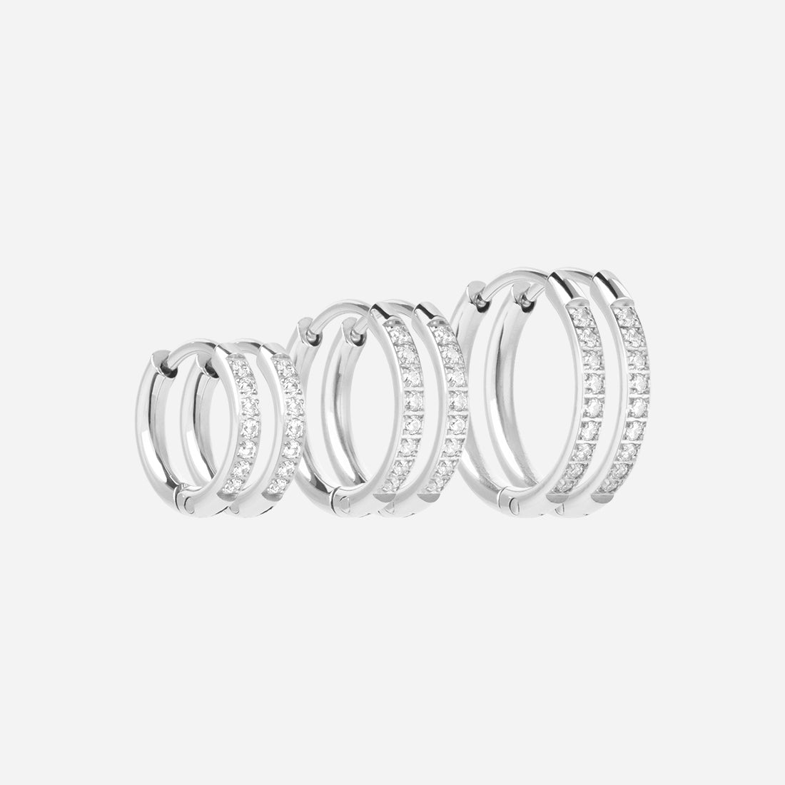 Zircon Øreringe Sølvfarvet 12/14/16mm