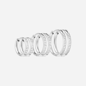 Zirkon Hoops Øreringe Sølvfarvet 12/14/16mm