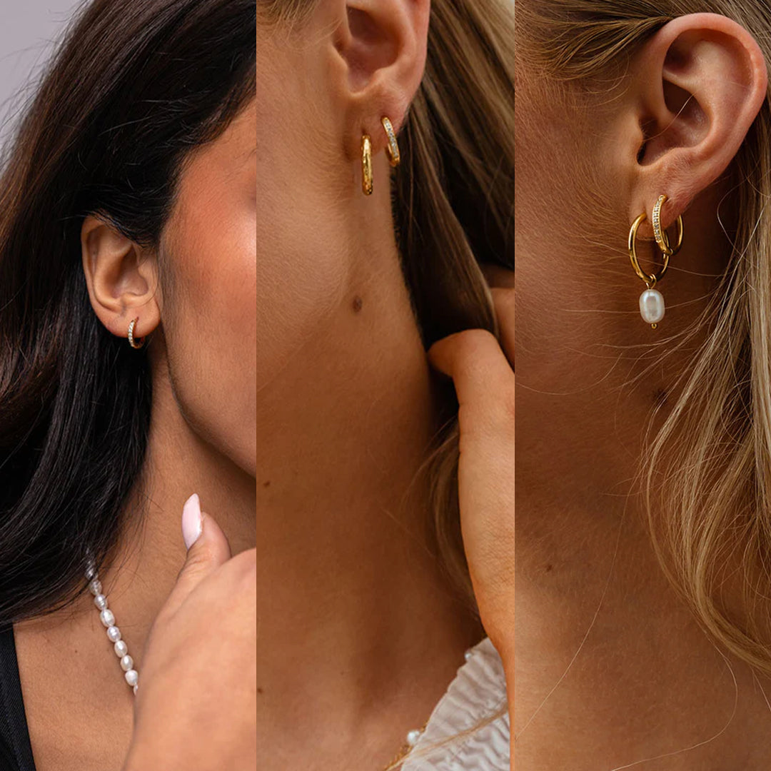 Zirkon Hoops Øreringe 18K Guldbelagt 12/14/16mm | Vandfast