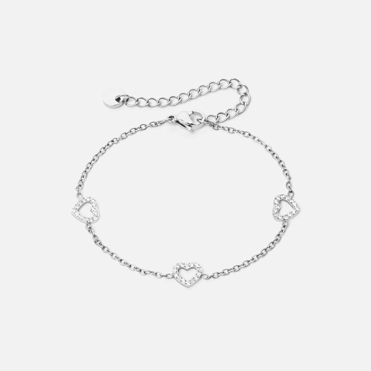 Heart Zirkon Trio Armbånd Sølvfarvet 8mm