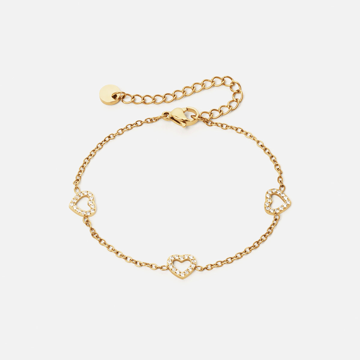 Heart Zirkon Trio Armbånd 18K Guldbelagt 8mm