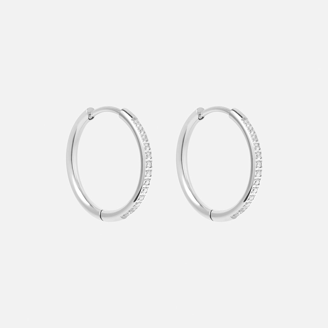 Zirkon Hoops Øreringe Sølvfarvet 20mm