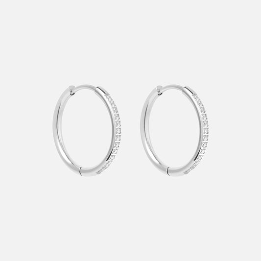 Zirkon Hoops Øreringe Sølvfarvet 20mm