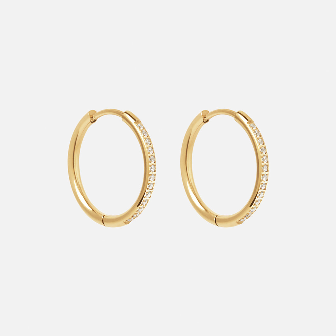 Zirkon Hoops Øreringe 18K Guldbelagt 20mm