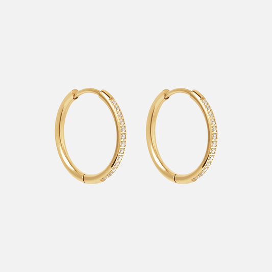 Zirkon Hoops Øreringe 18K Guldbelagt 20mm