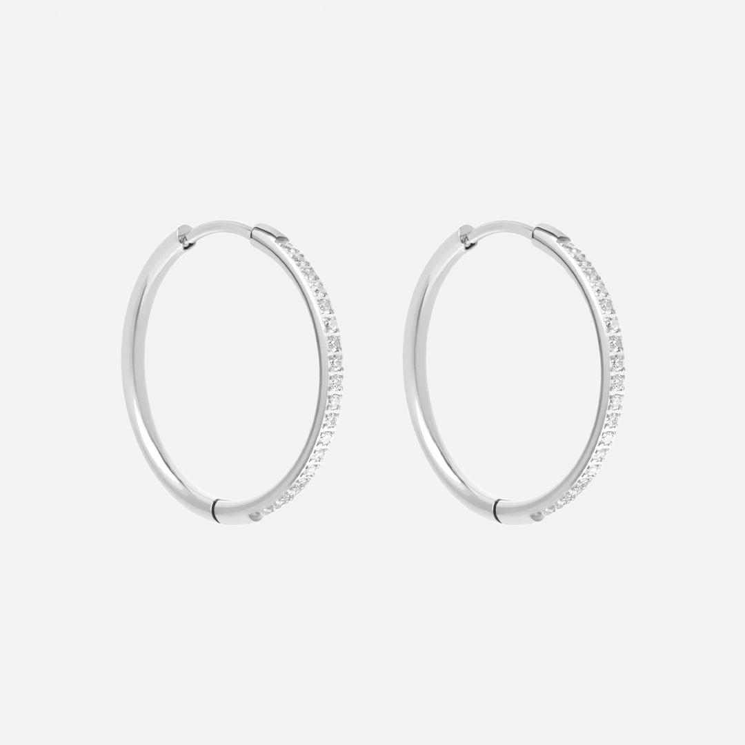 Zirkon Hoops Øreringe Sølvfarvet 24mm