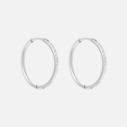 Zirkon Hoops Øreringe Sølvfarvet 24mm