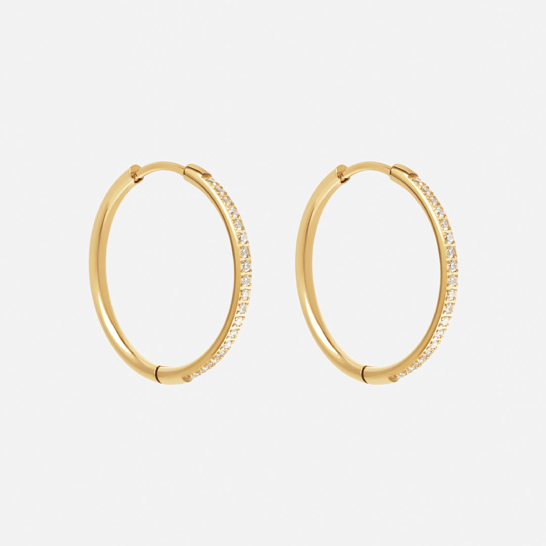 Zirkon Hoops Øreringe 18K Guldbelagt 24mm