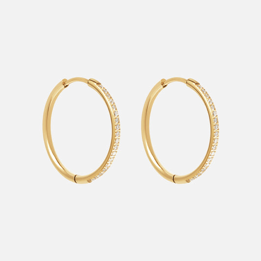 Zirkon Hoops Øreringe 18K Guldbelagt 24mm