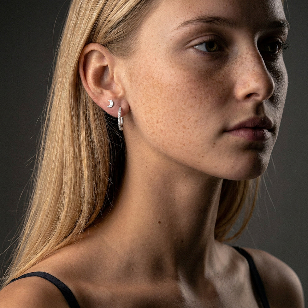 Zirkon Hoops Øreringe Sølvfarvet 20mm