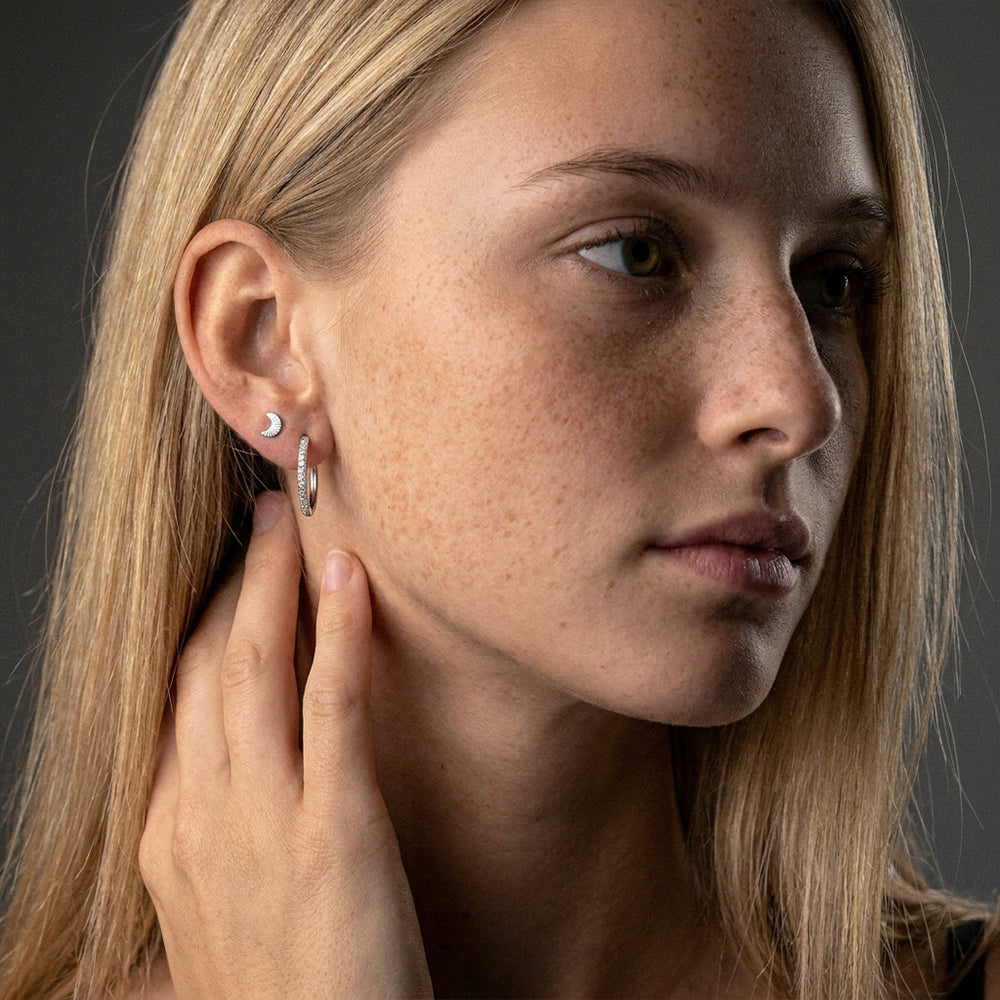 Zirkon Hoops Øreringe Sølvfarvet 20mm
