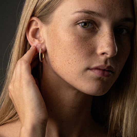 Zirkon Hoops Øreringe 18K Guldbelagt 24mm