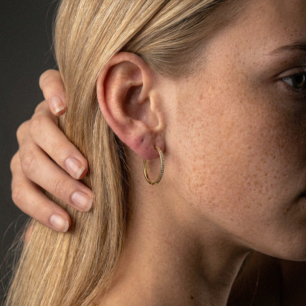 Zirkon Hoops Øreringe 18K Guldbelagt 24mm