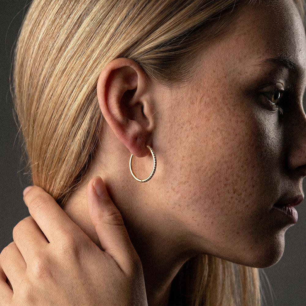 Zirkon Hoops Øreringe 18K Guldbelagt 24mm