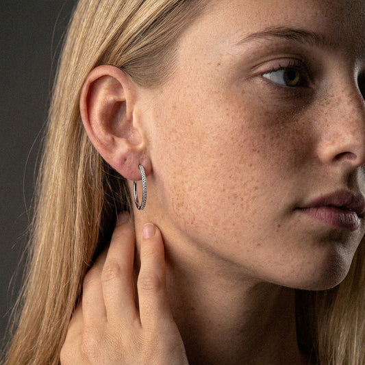 Zirkon Hoops Øreringe Sølvfarvet 24mm